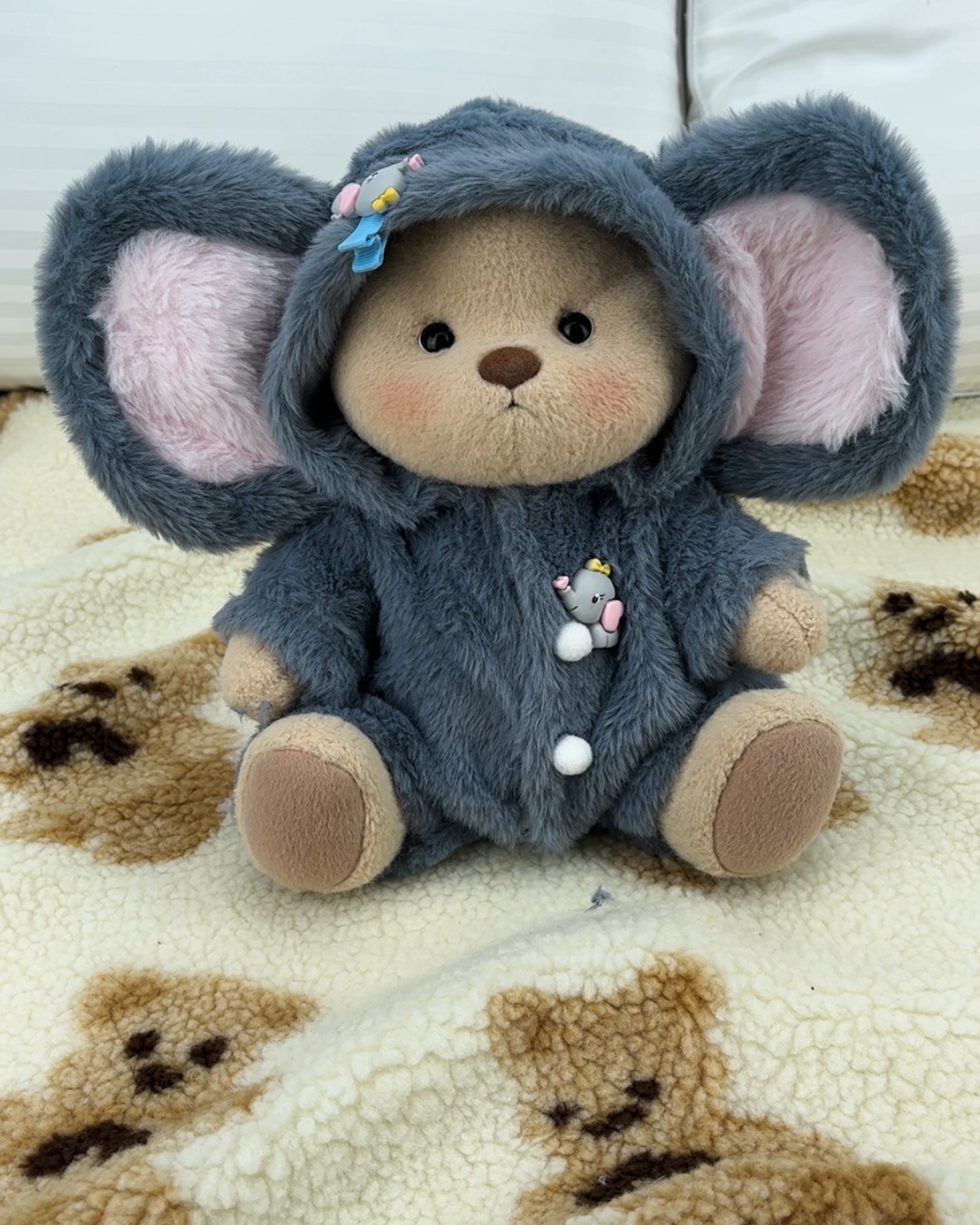 Getahug Fluffy Little Elephant Bear | Handmade Jointed Teddy Bear Gift