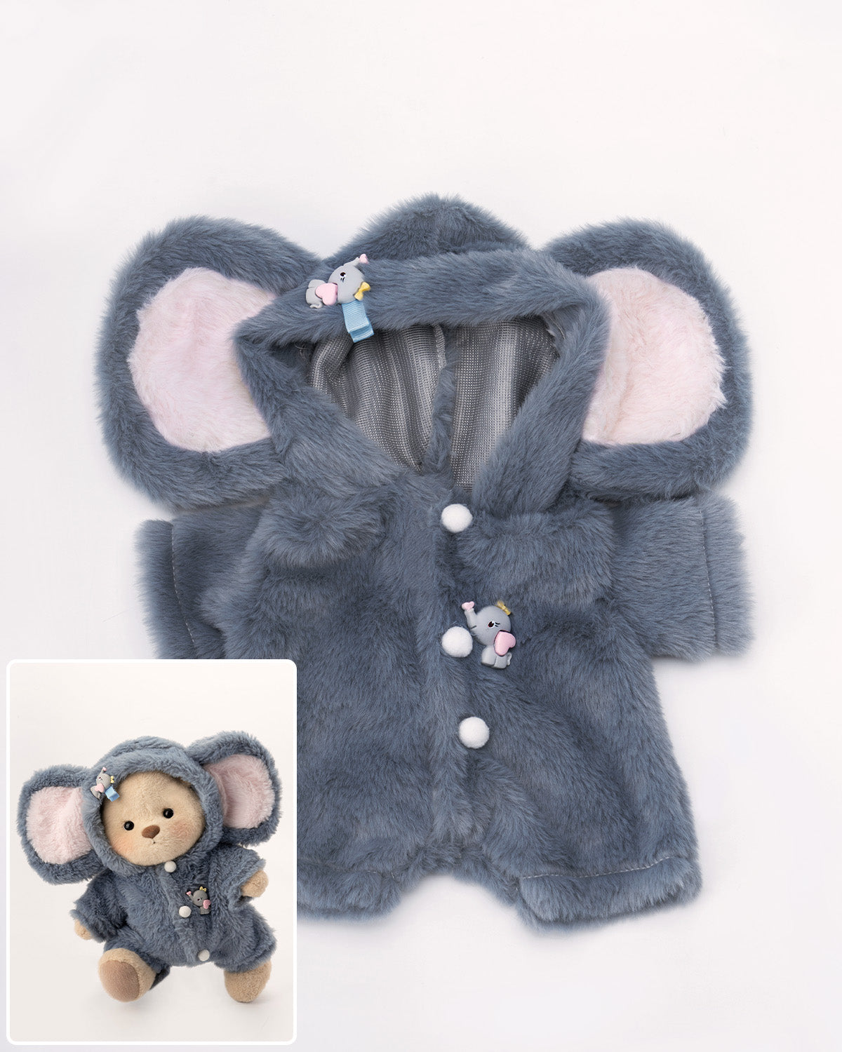 Getahug Fluffy Little Elephant Bear | Handmade Jointed Teddy Bear Gift